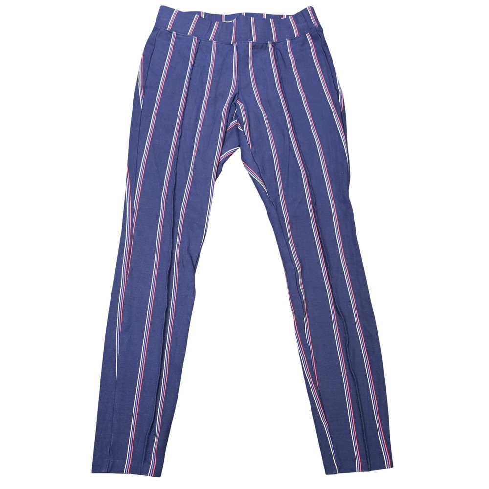 Old Navy Stevie Skinny Pull On Pants Women's Size XS Navy Blue Red White Striped